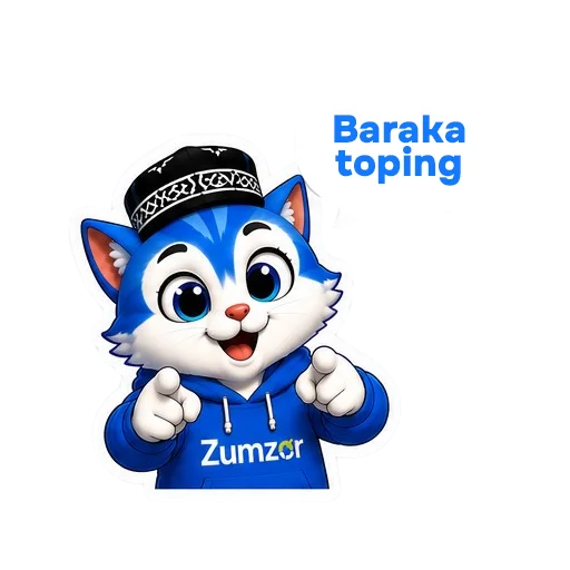 ZumZo'r hamkor — do'stona ko'k mushukcha-maskot